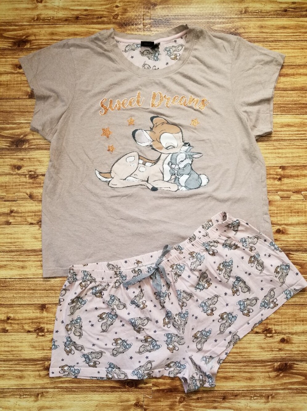 Primark x Disney Bambi Pajamas Set Women's XL 14-16 Sweet Dreams Thumper Shorts